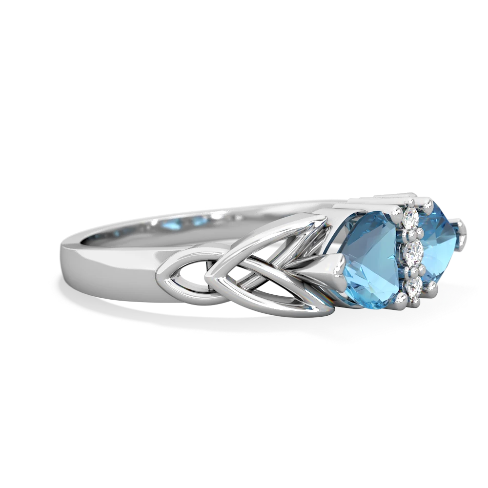 Blue Topaz Celtic Knot Double Heart 14K White Gold ring R5040