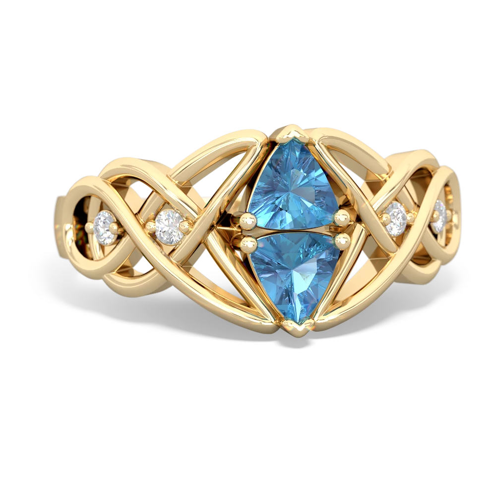 Blue Topaz Keepsake Celtic Knot 14K Yellow Gold ring R5300