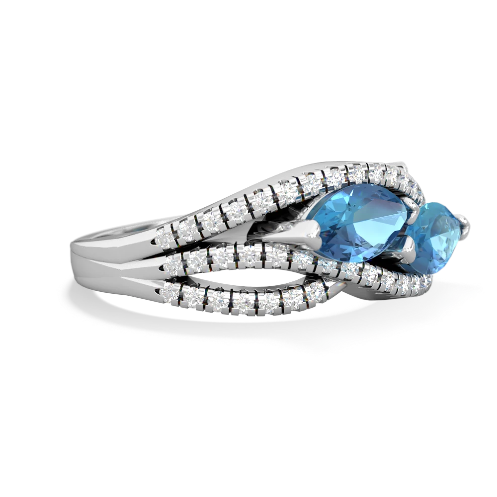 Blue Topaz Diamond Rivers 14K White Gold ring R3070