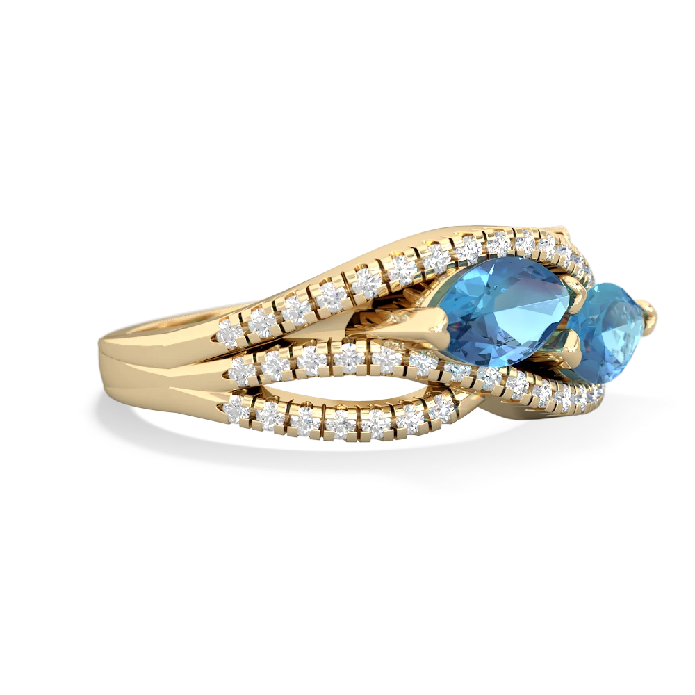 Blue Topaz Diamond Rivers 14K Yellow Gold ring R3070