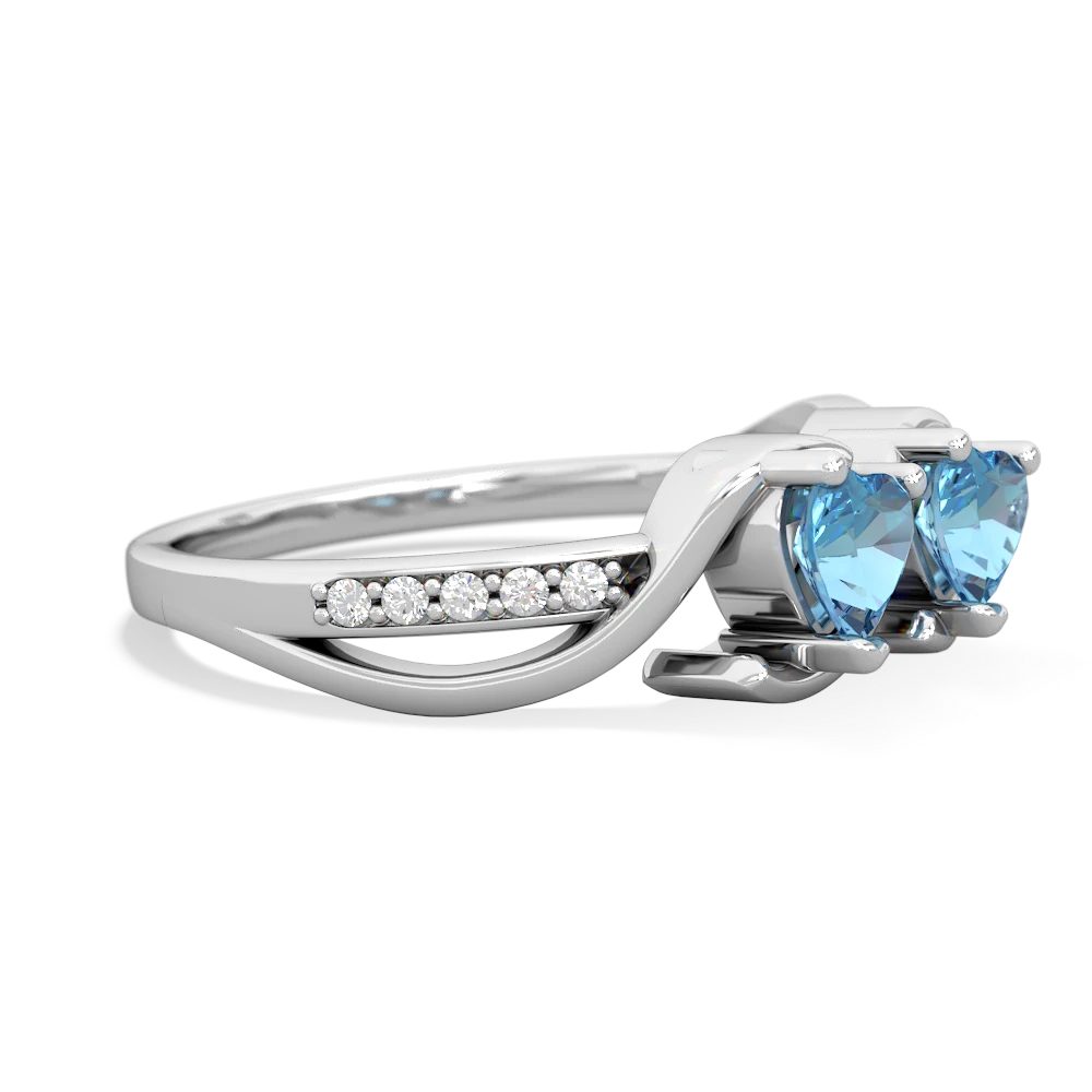 Blue Topaz Side By Side 14K White Gold ring R3090