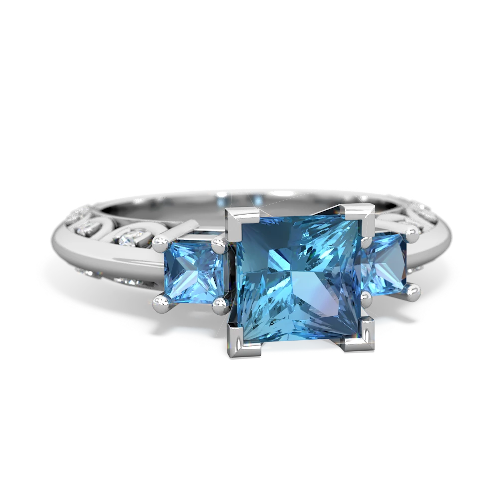 Blue Topaz Eternal Embrace Engagement 14K White Gold ring C2001