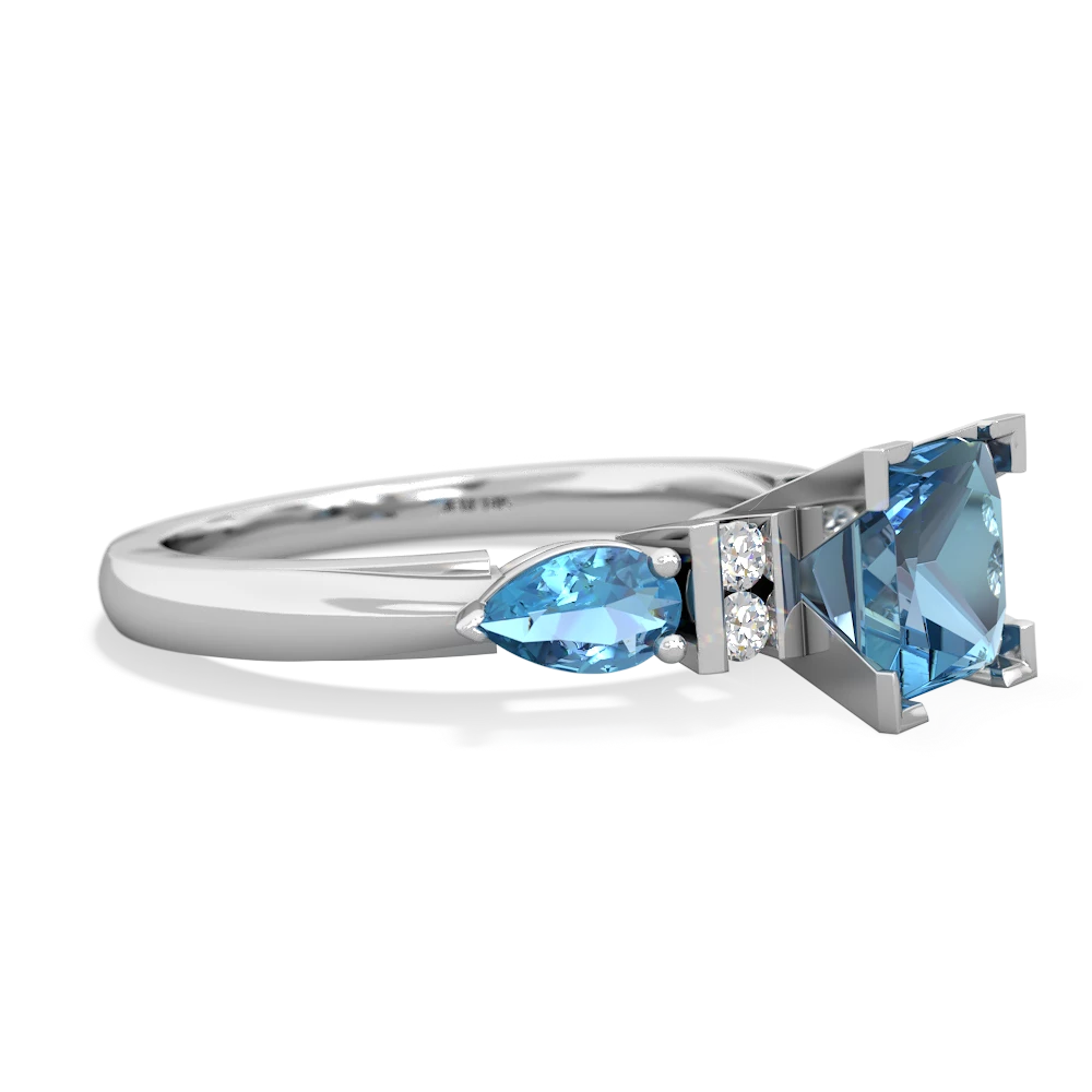 Lab Sapphire 6Mm Princess Eternal Embrace Engagement 14K White Gold ring C2002