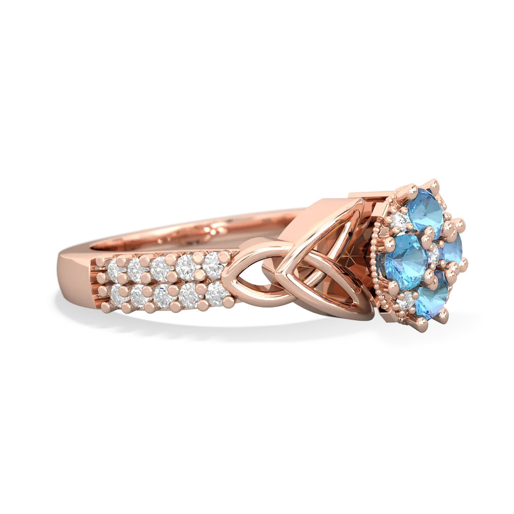 Blue Topaz Celtic Knot Cluster Engagement 14K Rose Gold ring R26443RD