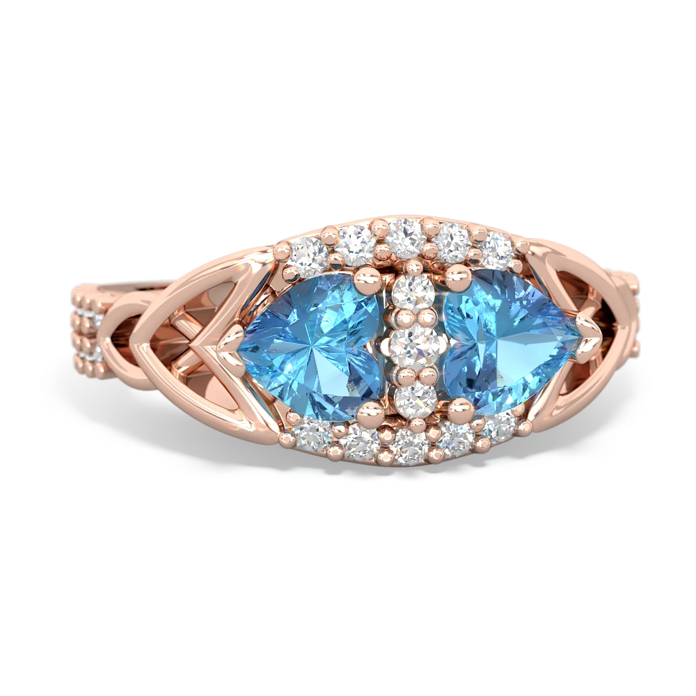 Blue Topaz Sparkling Celtic Knot 14K Rose Gold ring R2645