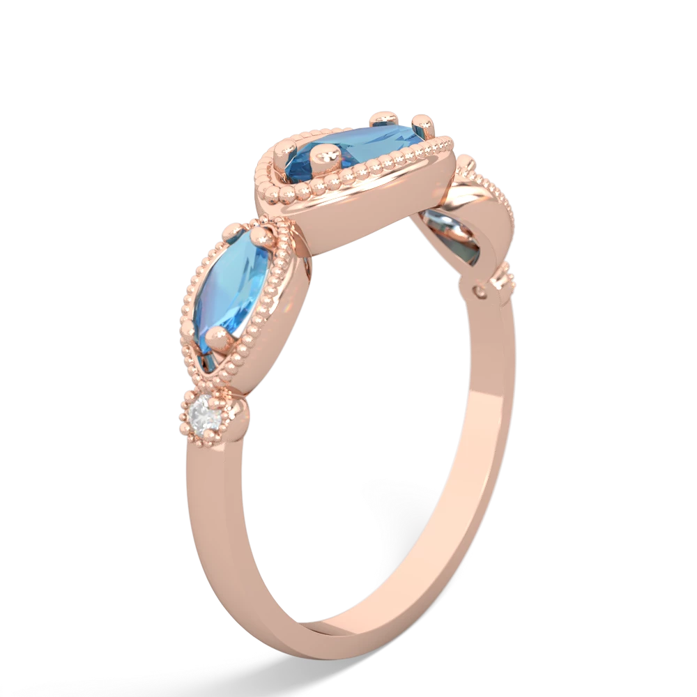 Blue Topaz Milgrain Marquise 14K Rose Gold ring R5700