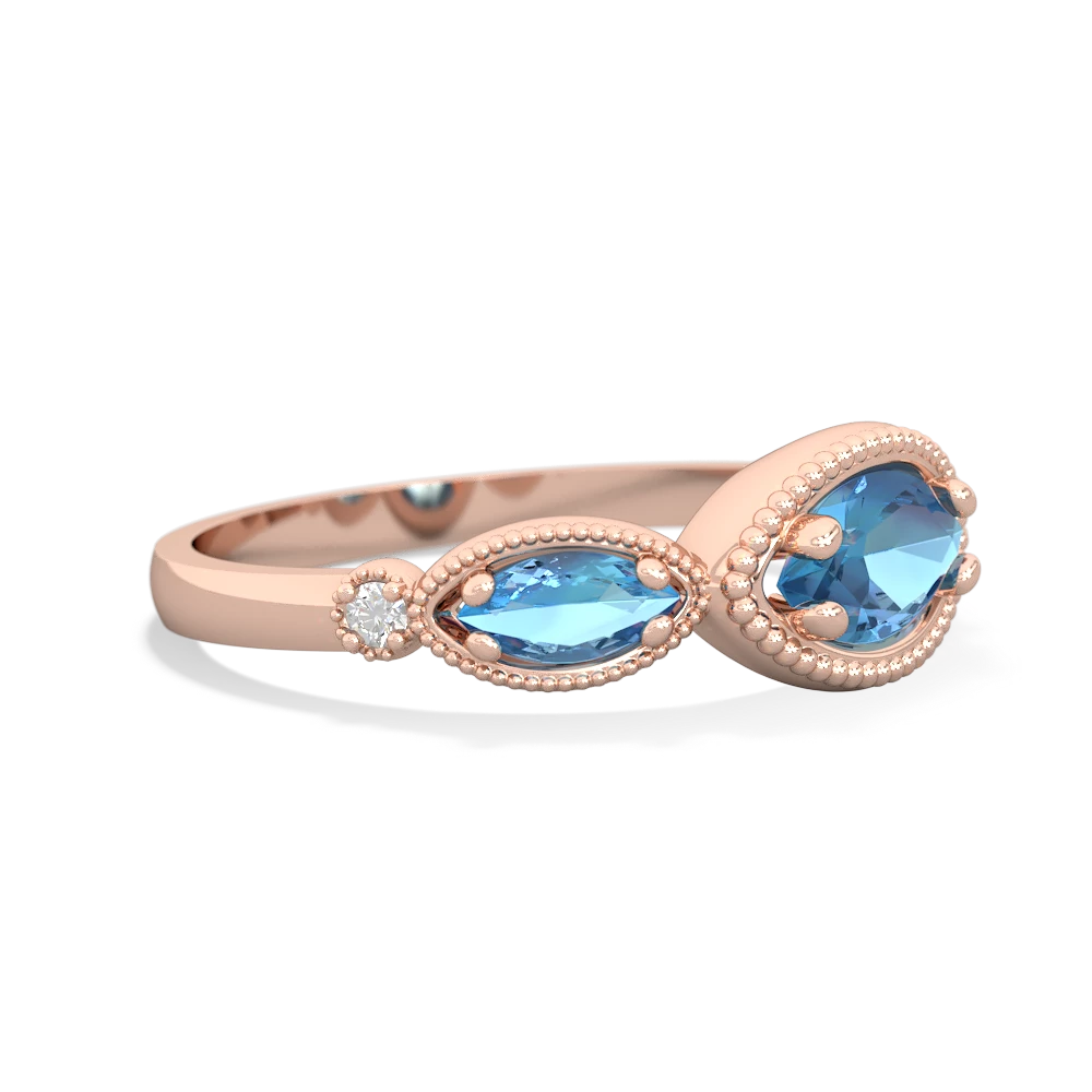 Lab Sapphire Milgrain Marquise 14K Rose Gold ring R5700