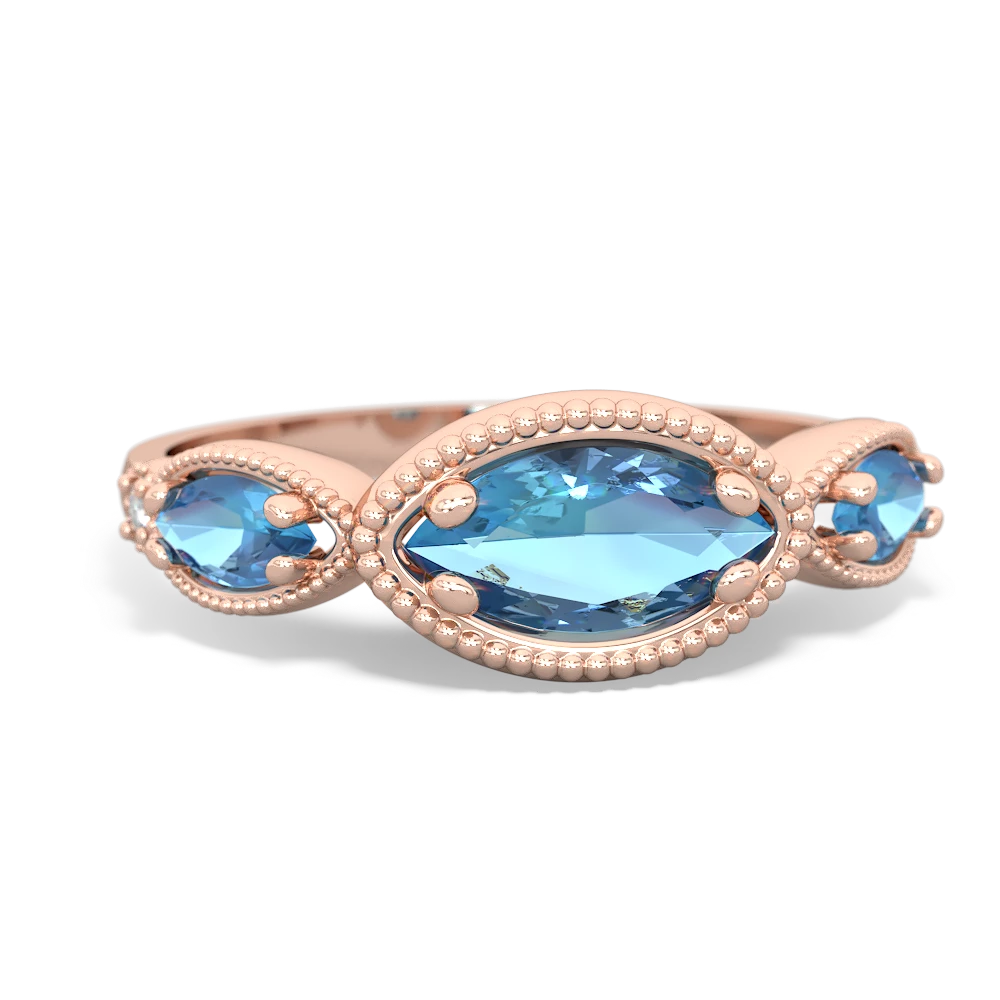 Lab Sapphire Milgrain Marquise 14K Rose Gold ring R5700