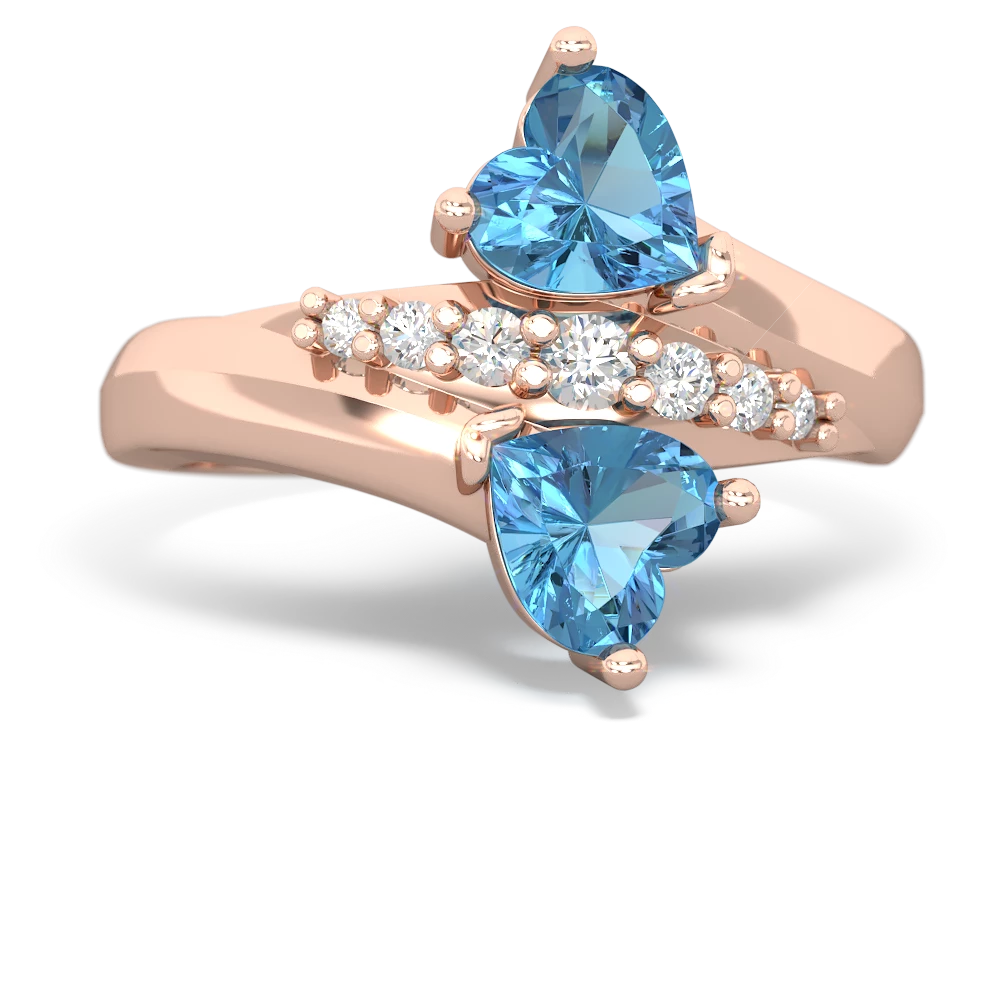 Blue Topaz Heart To Heart 14K Rose Gold ring R2064