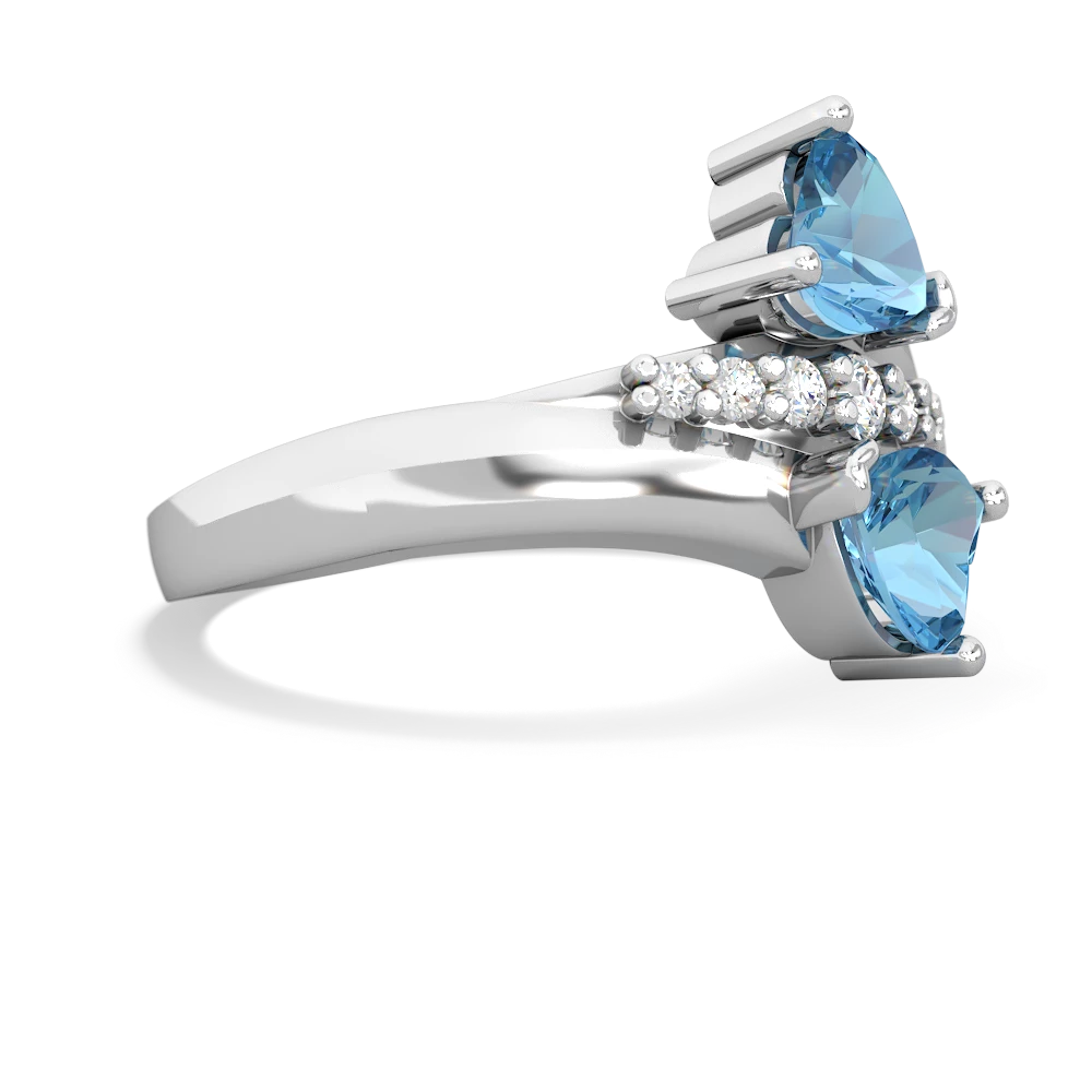 Blue Topaz Heart To Heart 14K White Gold ring R2064