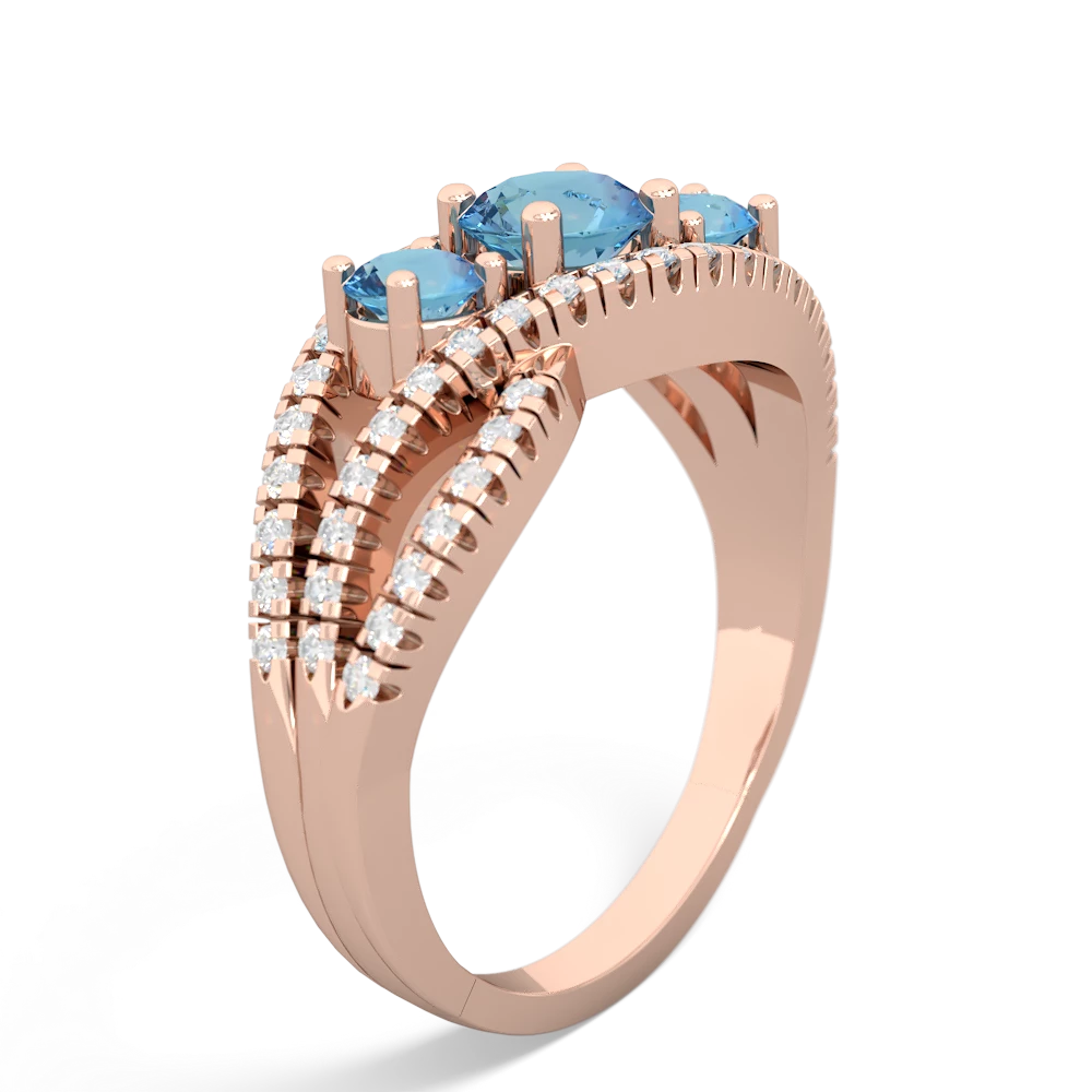 White Topaz Three Stone Aurora 14K Rose Gold ring R3080