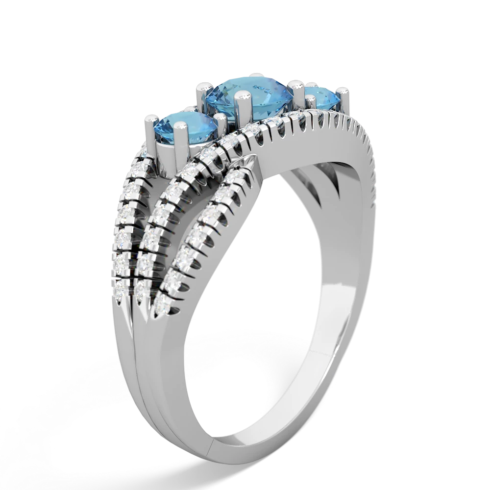 Lab Sapphire Three Stone Aurora 14K White Gold ring R3080