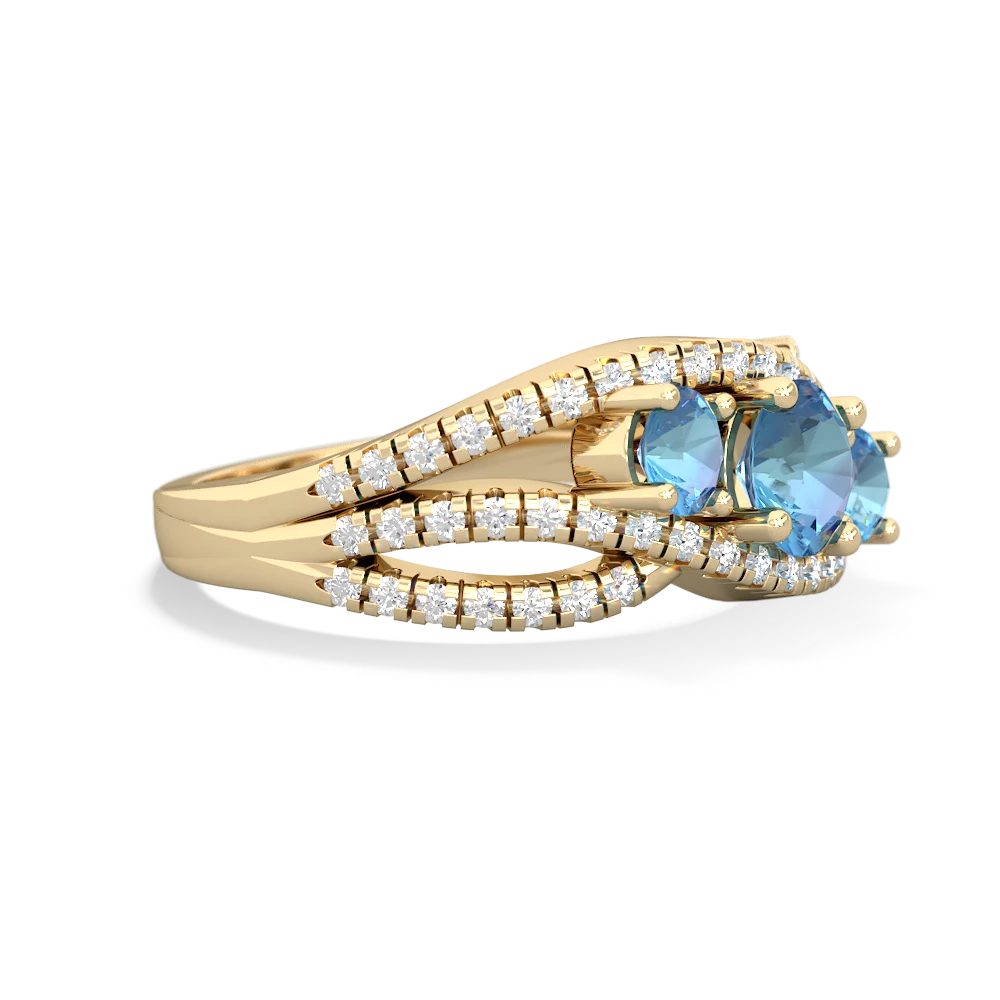 Blue Topaz Three Stone Aurora 14K Yellow Gold ring R3080