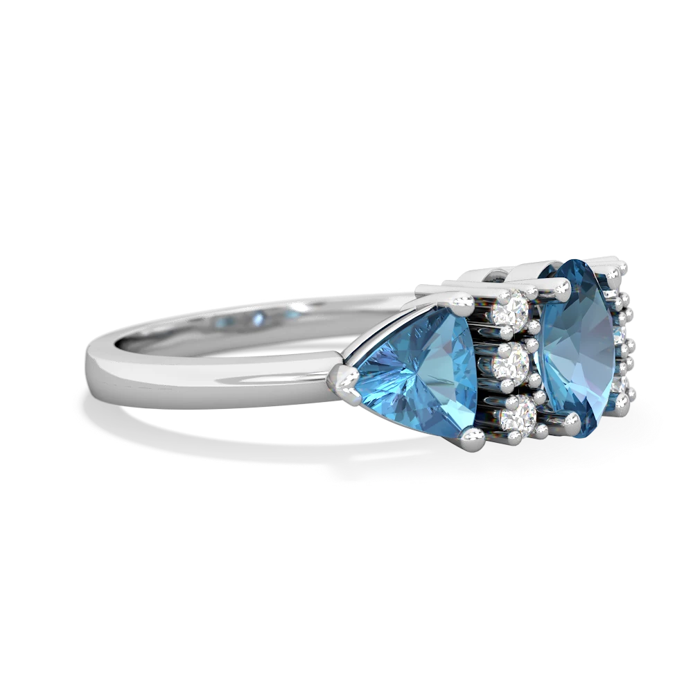 Blue Topaz Antique Style Three Stone 14K White Gold ring R2186