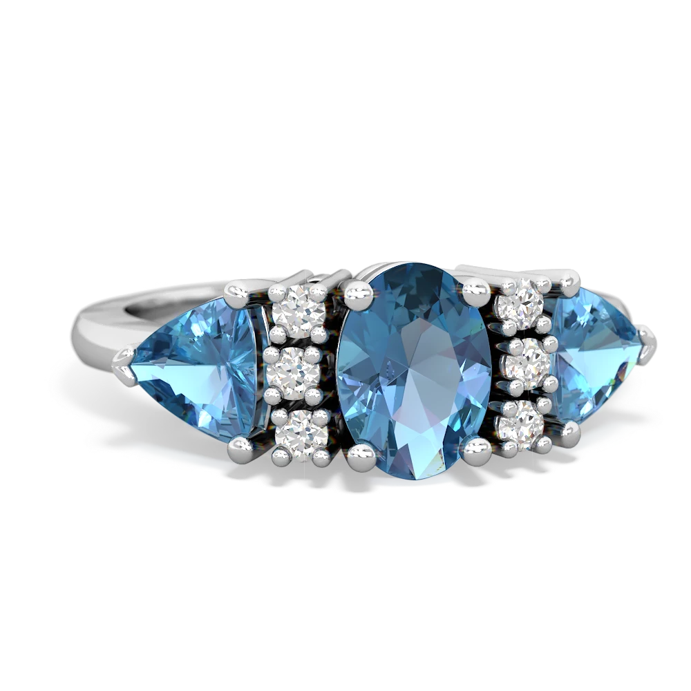 London Topaz Antique Style Three Stone 14K White Gold ring R2186