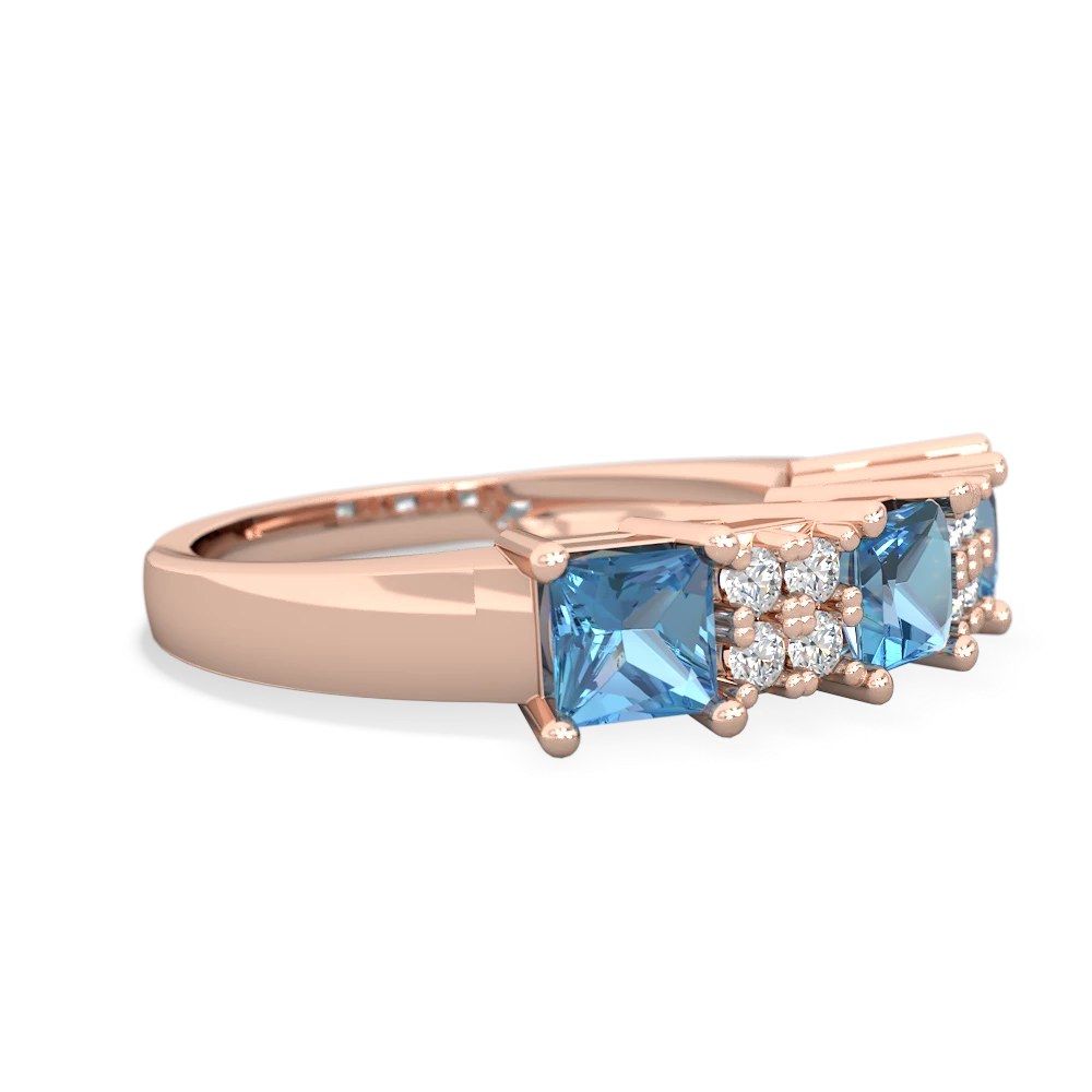 Tanzanite Three Stone Diamond Cluster 14K Rose Gold ring R2592