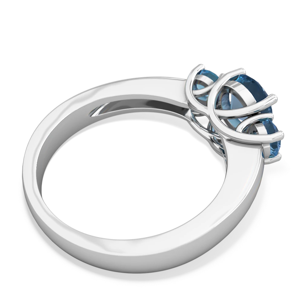 Opal Three Stone Round Trellis 14K White Gold ring R4018