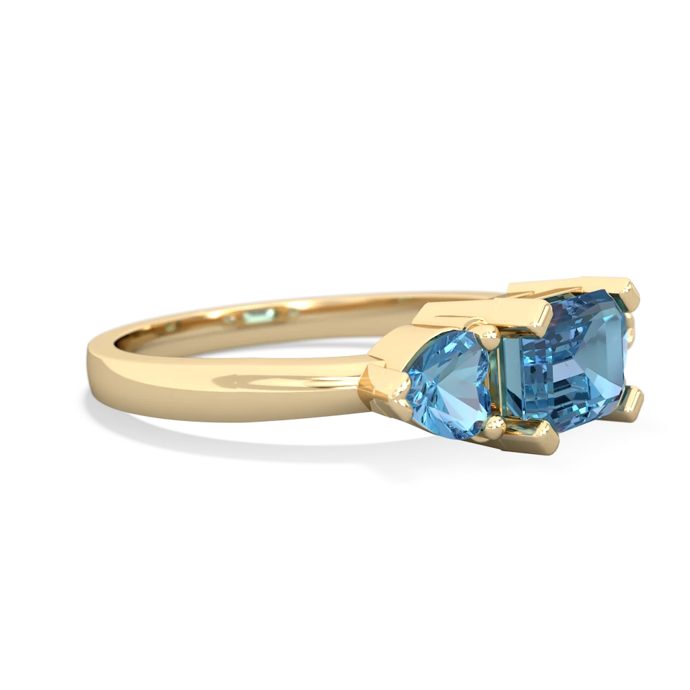 Lab Sapphire Three Stone 14K Yellow Gold ring R5235