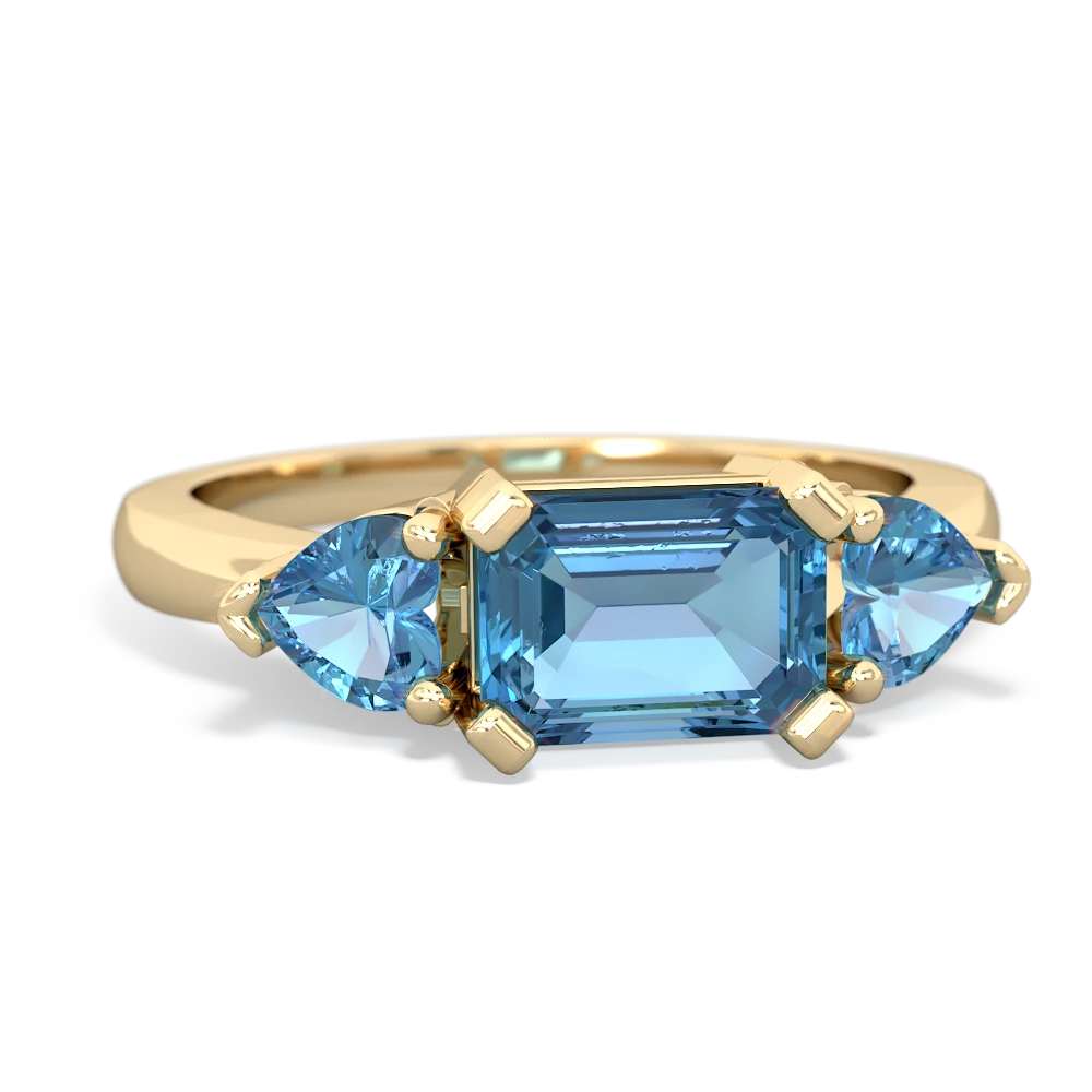 Lab Sapphire Three Stone 14K Yellow Gold ring R5235