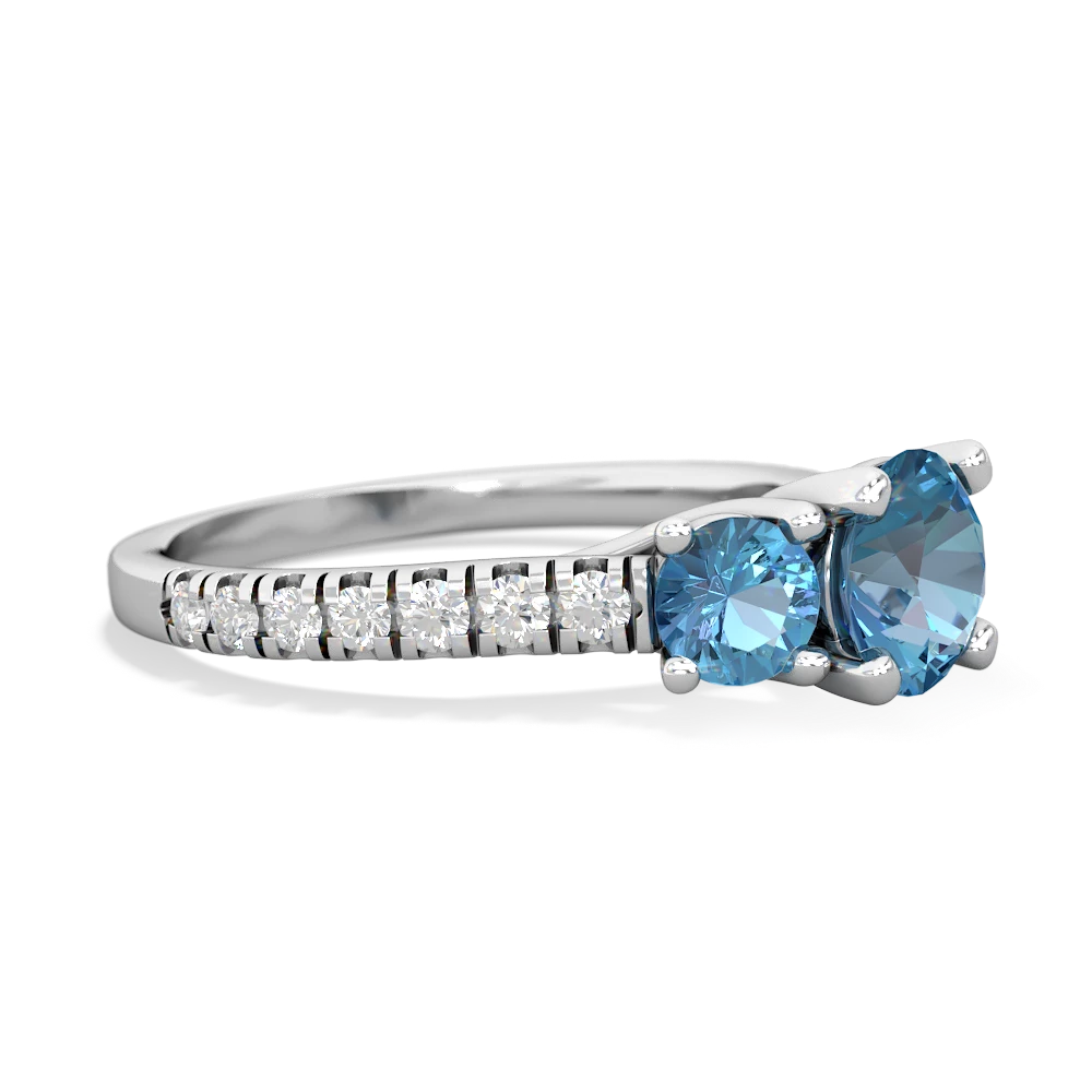 Blue Topaz Pave Trellis 14K White Gold ring R5500