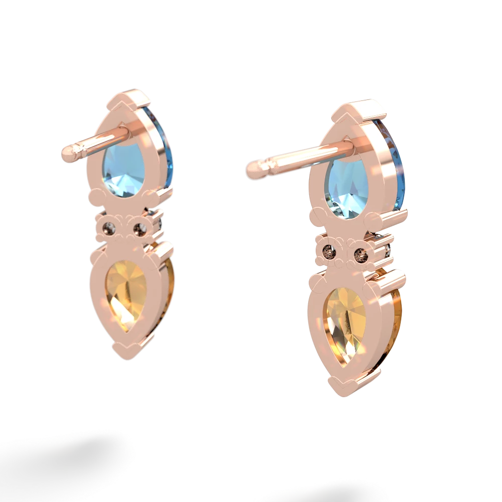 Blue Topaz Bowtie Drop 14K Rose Gold earrings E0865