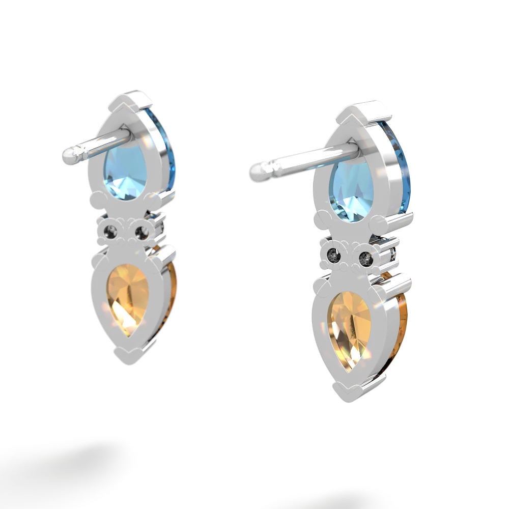 Blue Topaz Bowtie Drop 14K White Gold earrings E0865