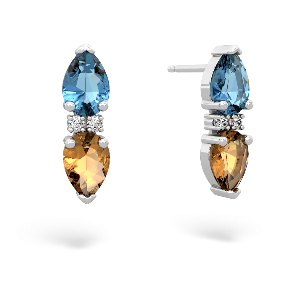 Blue Topaz Bowtie Drop 14K White Gold earrings E0865