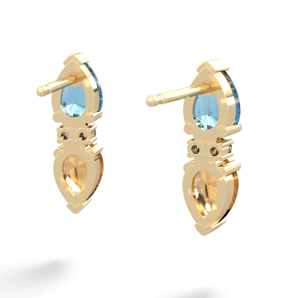 Blue Topaz Bowtie Drop 14K Yellow Gold earrings E0865