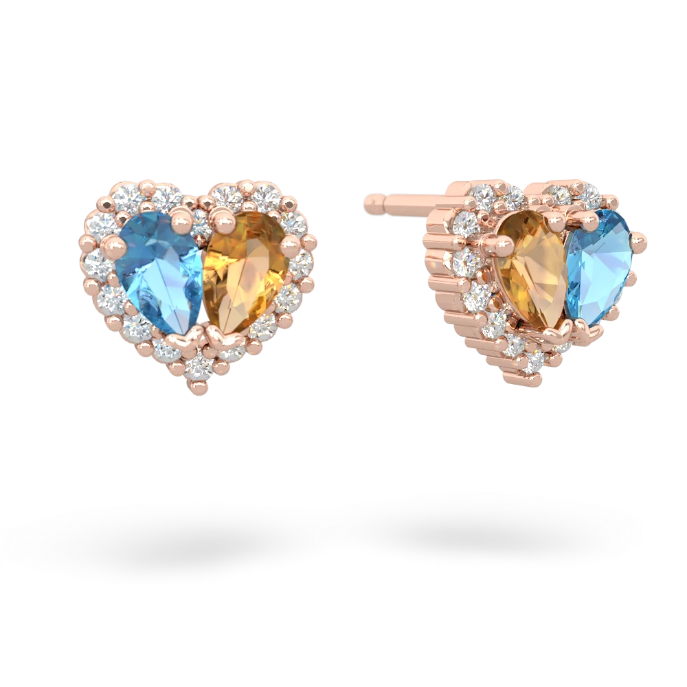 Blue Topaz Halo 14K Rose Gold earrings E7008