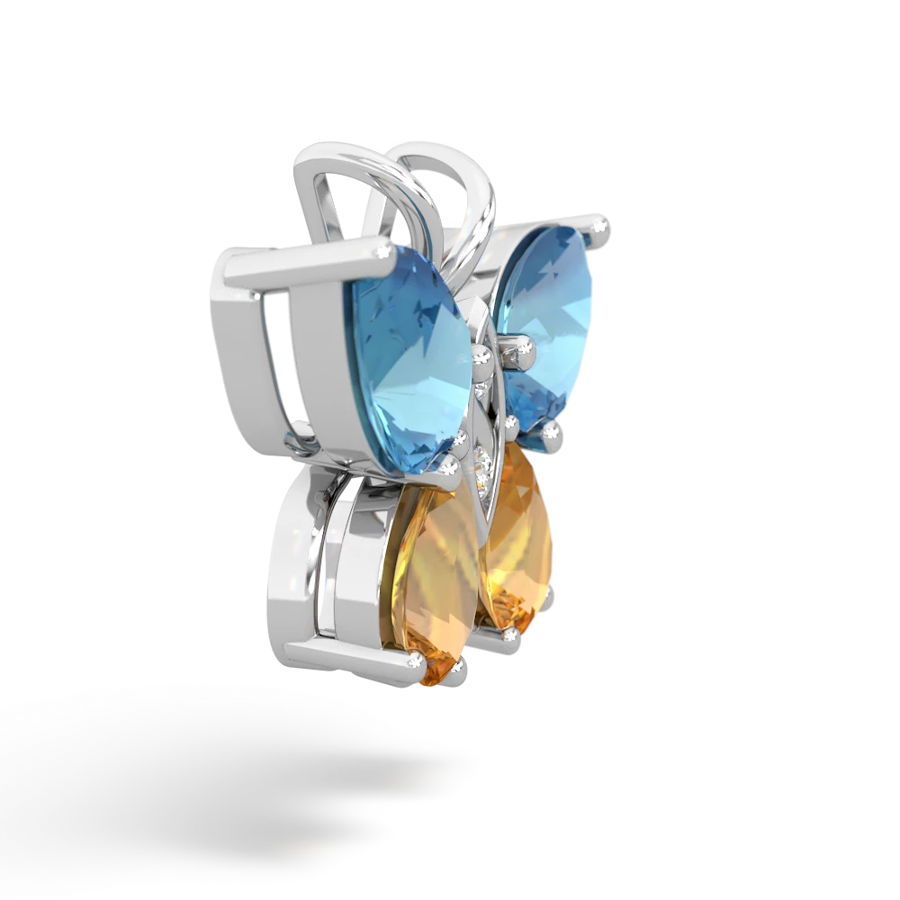 Blue Topaz Butterfly 14K White Gold pendant P2215