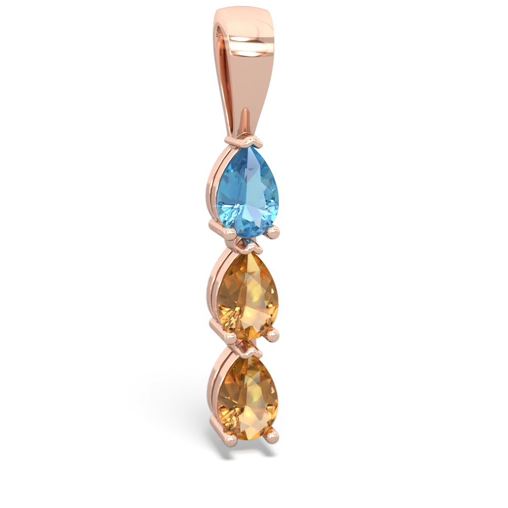 Blue Topaz Dew Drops 14K Rose Gold pendant P2251