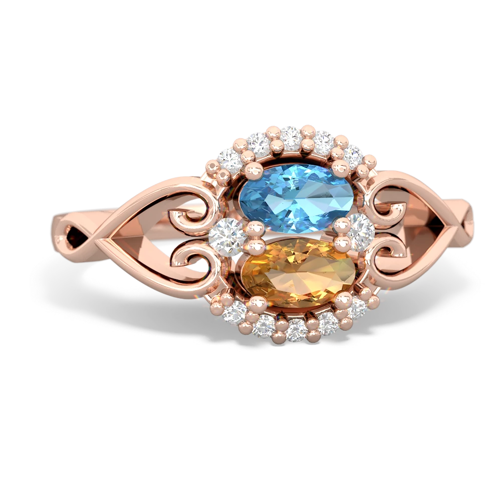 Blue Topaz Love Nest 14K Rose Gold ring R5860