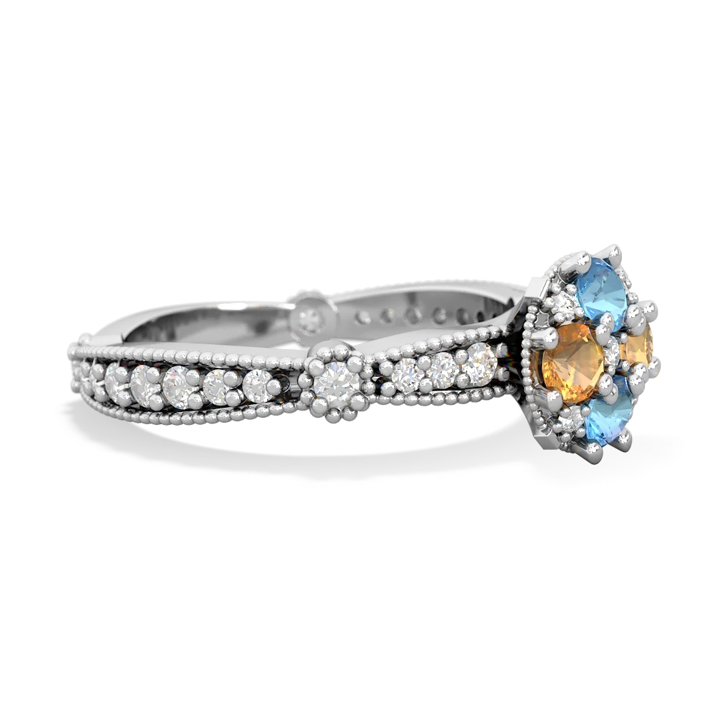 Blue Topaz Sparkling Tiara Cluster 14K White Gold ring R26293RD