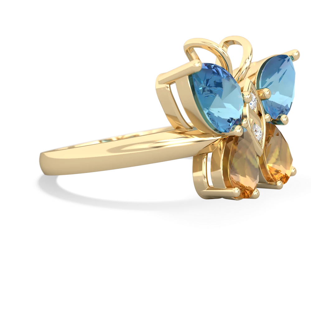 Blue Topaz Butterfly 14K Yellow Gold ring R2215