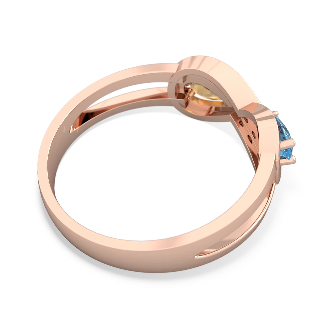 Blue Topaz Diamond Infinity 14K Rose Gold ring R5390