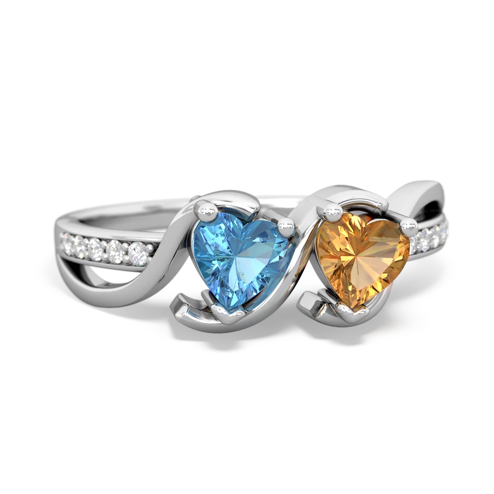 Blue Topaz Side By Side 14K White Gold ring R3090