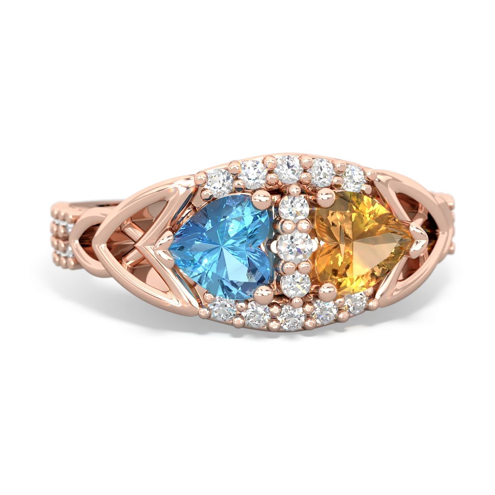 Blue Topaz Sparkling Celtic Knot 14K Rose Gold ring R2645