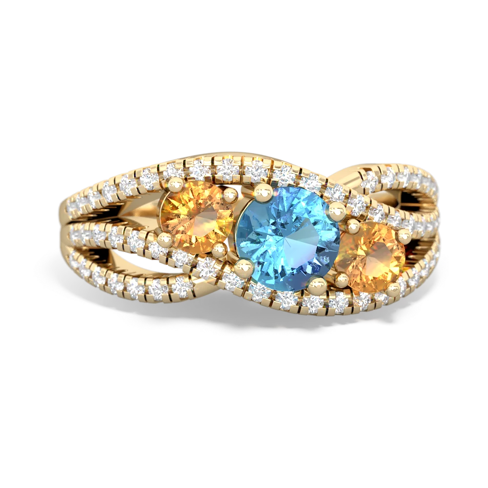 Blue Topaz Three Stone Aurora 14K Yellow Gold ring R3080