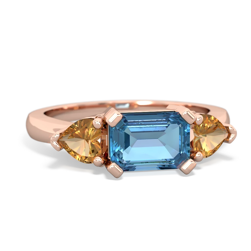 Blue Topaz Three Stone 14K Rose Gold ring R5235