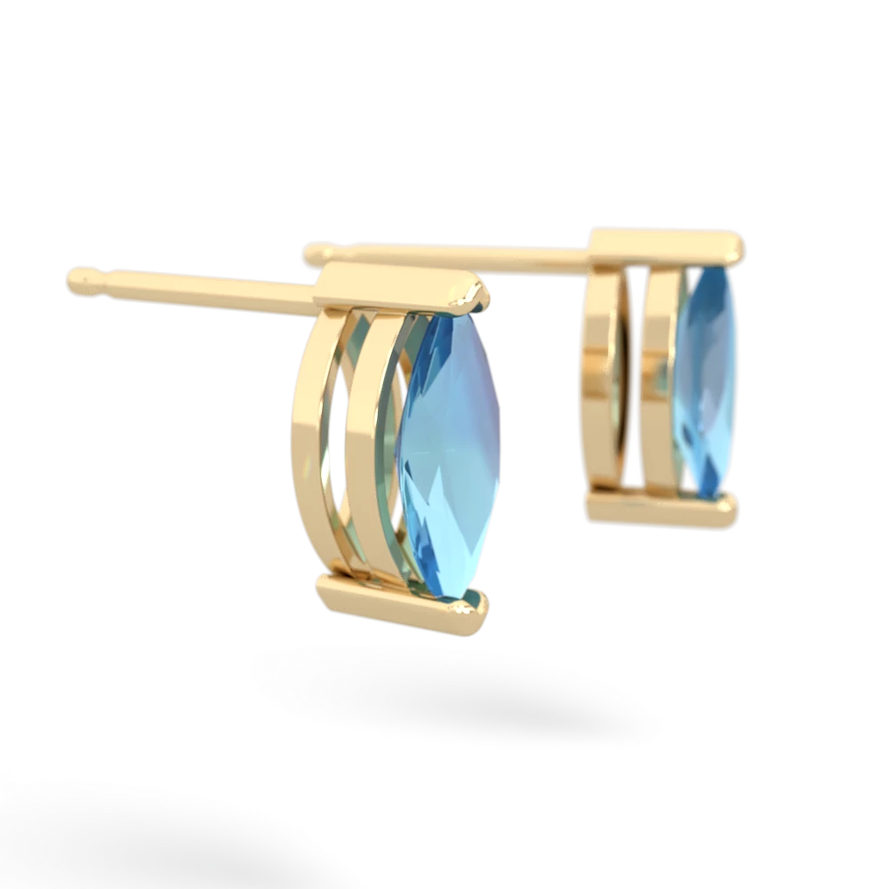 Blue Topaz 8X4mm Marquise Stud 14K Yellow Gold earrings E1701