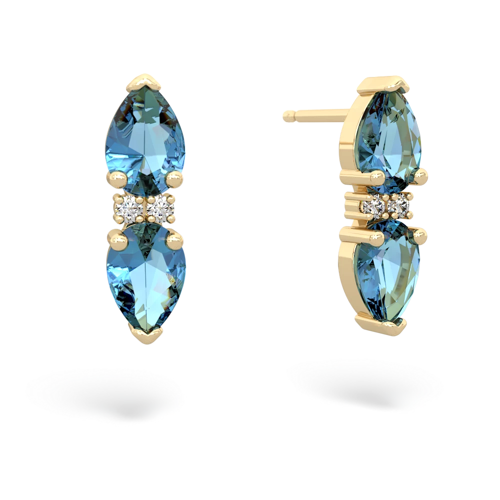 Blue Topaz Bowtie Drop 14K Yellow Gold earrings E0865