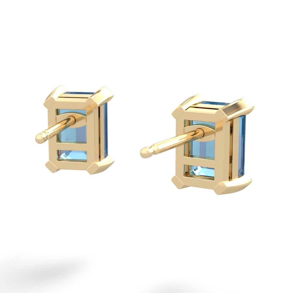 Blue Topaz 7X5mm Emerald-Cut Stud 14K Yellow Gold earrings E1856