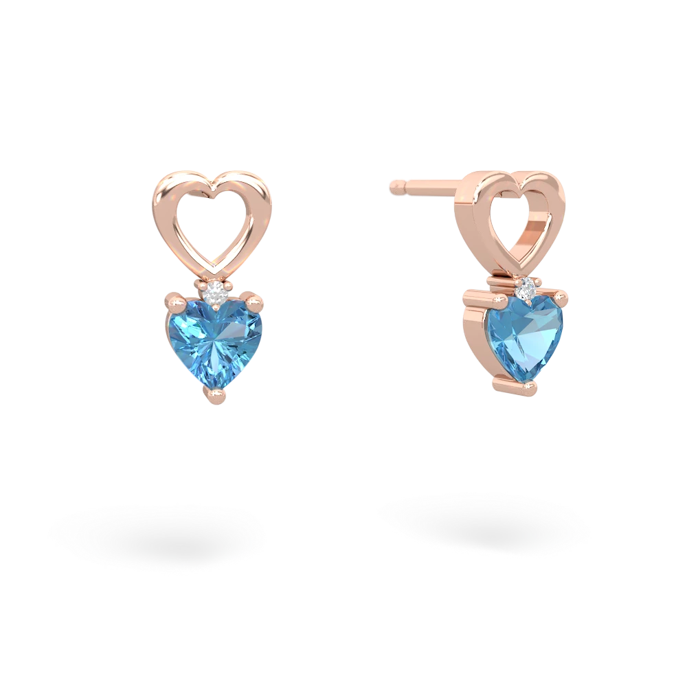 Blue Topaz Four Hearts 14K Rose Gold earrings E2558