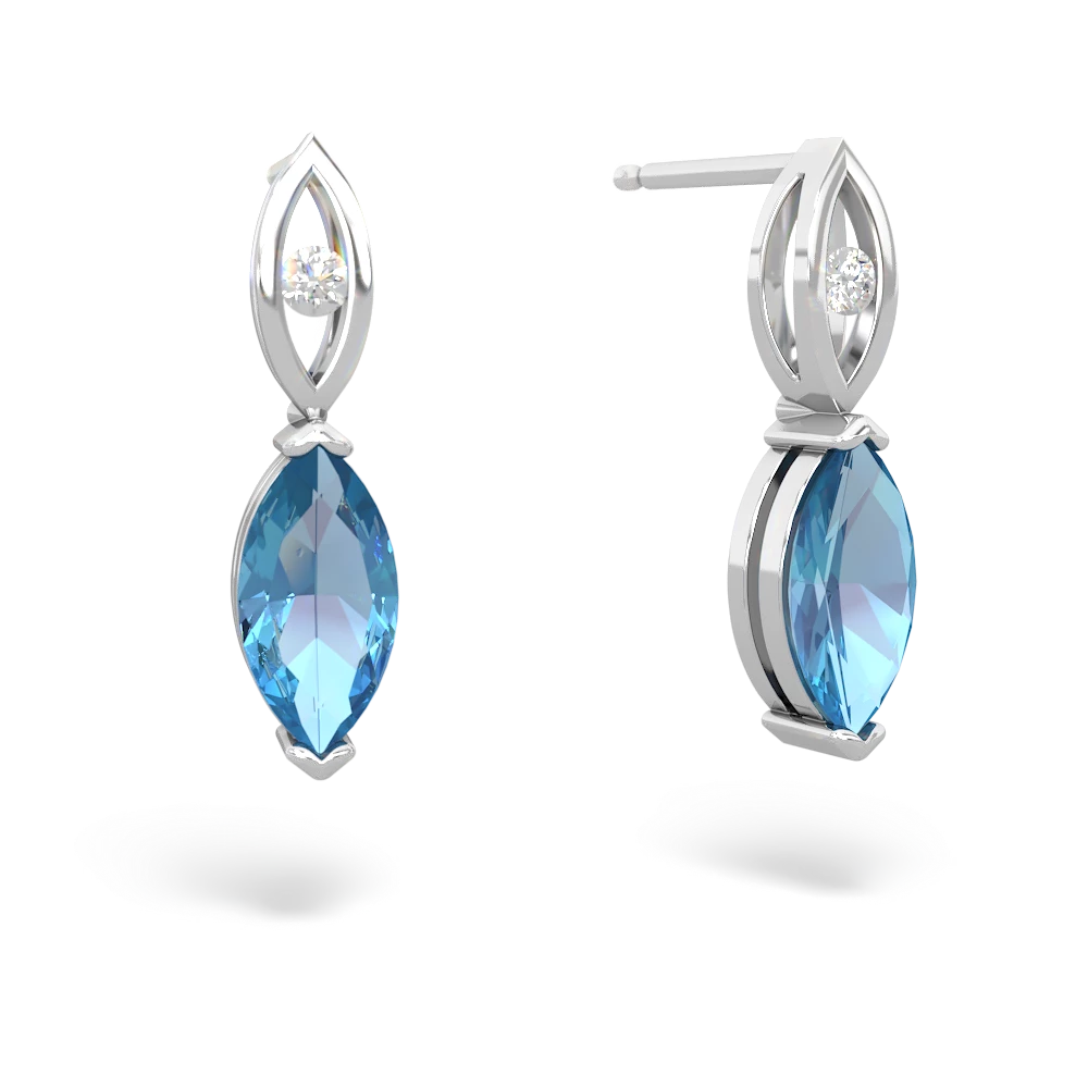 Blue Topaz Marquise Drop 14K White Gold earrings E5333