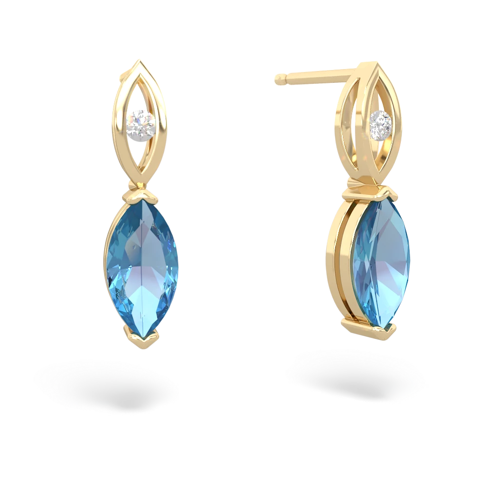 Blue Topaz Marquise Drop 14K Yellow Gold earrings E5333