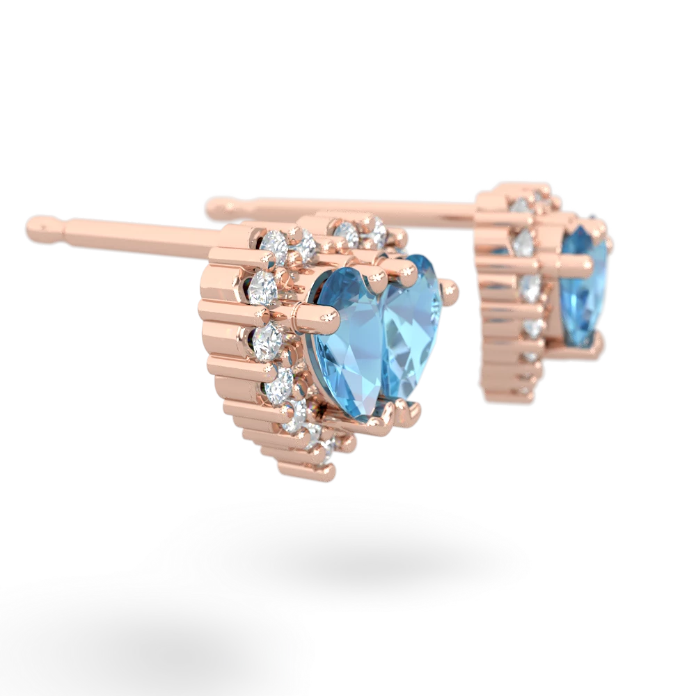 Blue Topaz Halo 14K Rose Gold earrings E7008