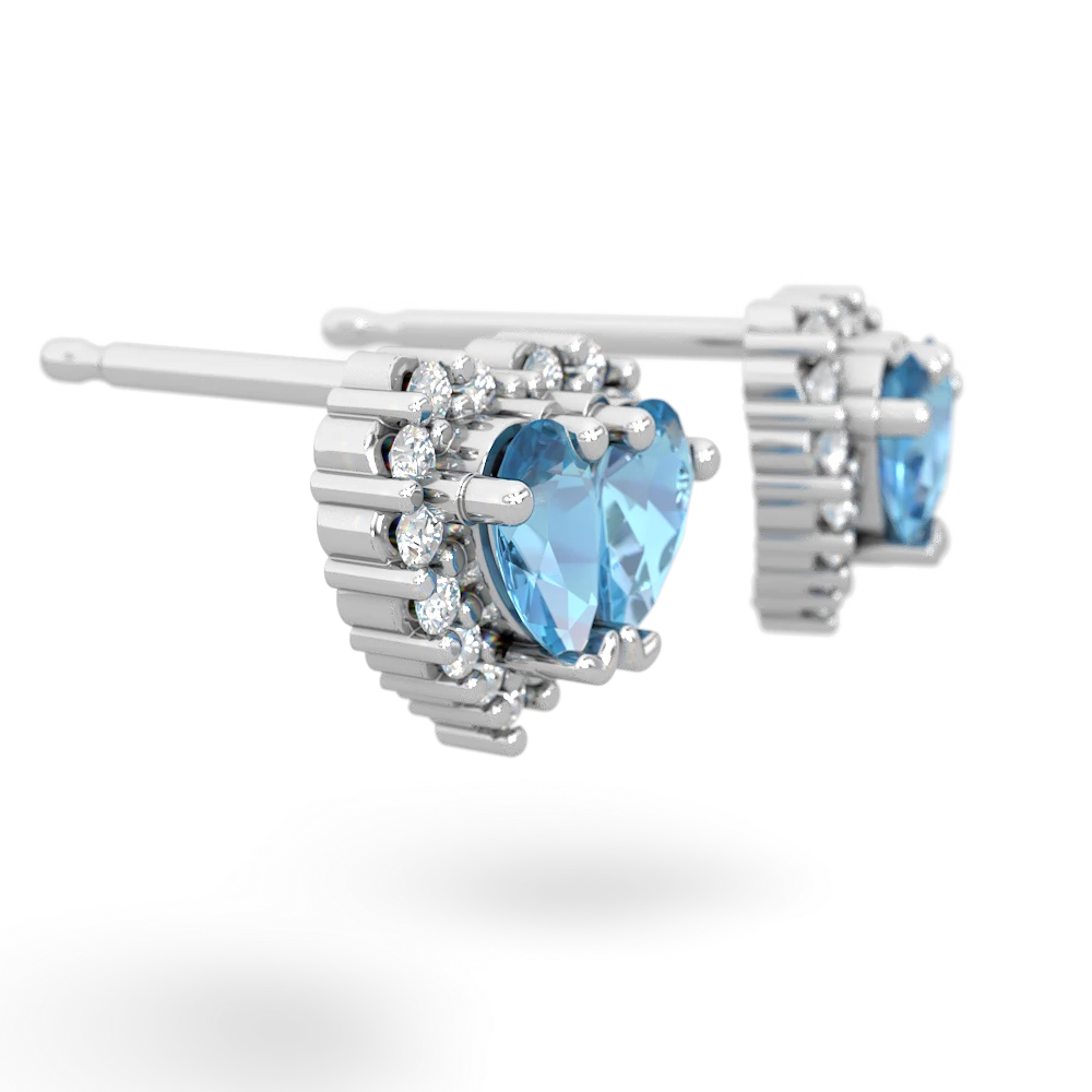 Blue Topaz Halo 14K White Gold earrings E7008