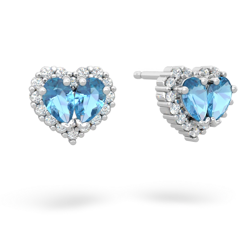 Blue Topaz Halo 14K White Gold earrings E7008