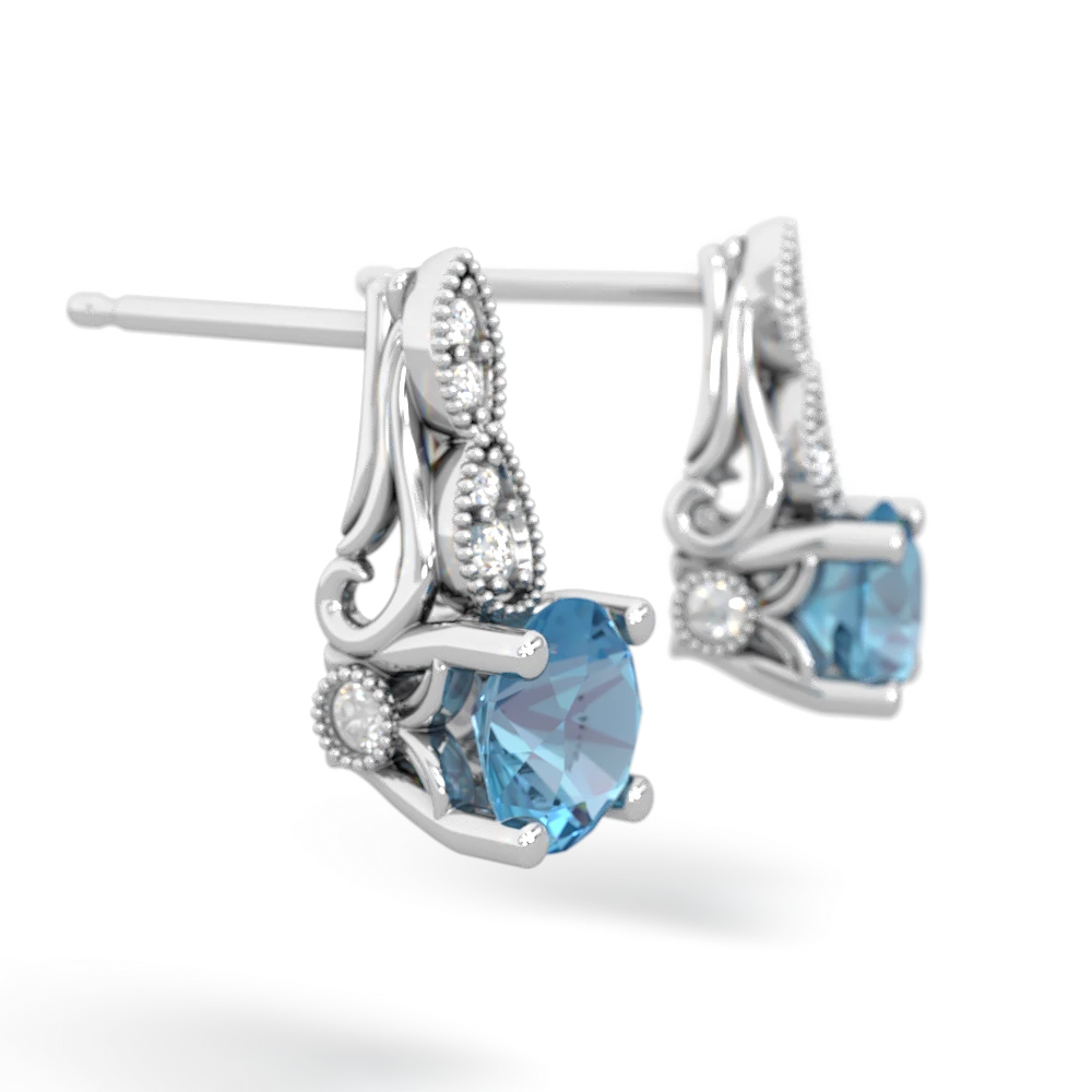 Blue Topaz Antique Elegance 14K White Gold earrings E3100