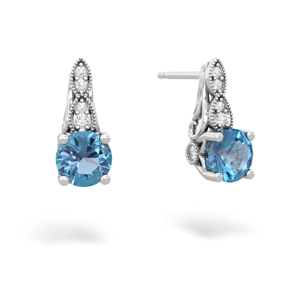 Blue Topaz Antique Elegance 14K White Gold earrings E3100